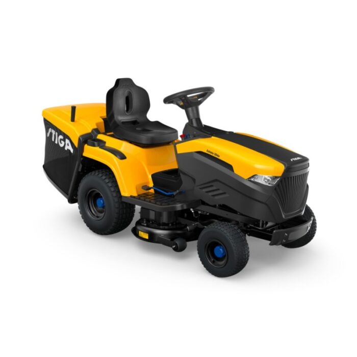 Stiga Estate 384e Battery-Powered Rear-Collect Lawn Tractor with Stepless Electronic Drive